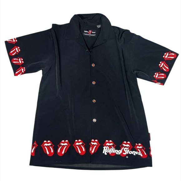 Vintage y2k Rolling Stones Dress Shirt By Dragonfly 2002 Band Merchandise L Rare